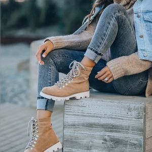 Size 10 ARLENE FAUX SUEDE LACE UP BOOT from Vici collection. Worn once